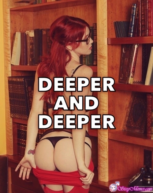 Trap Teen Femboy sissy caption: DEEPER AND DEEPER Redhead Girl Shows Her Ass