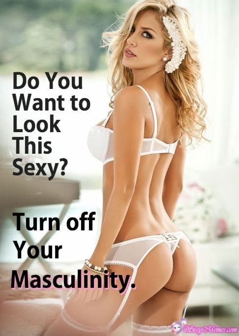 Hypno Feminization Femboy sissy caption: Do You Want to Look This Sexy? Turn off Your Masculinity. Sexy Blonde in White Bridesmaids Underwear