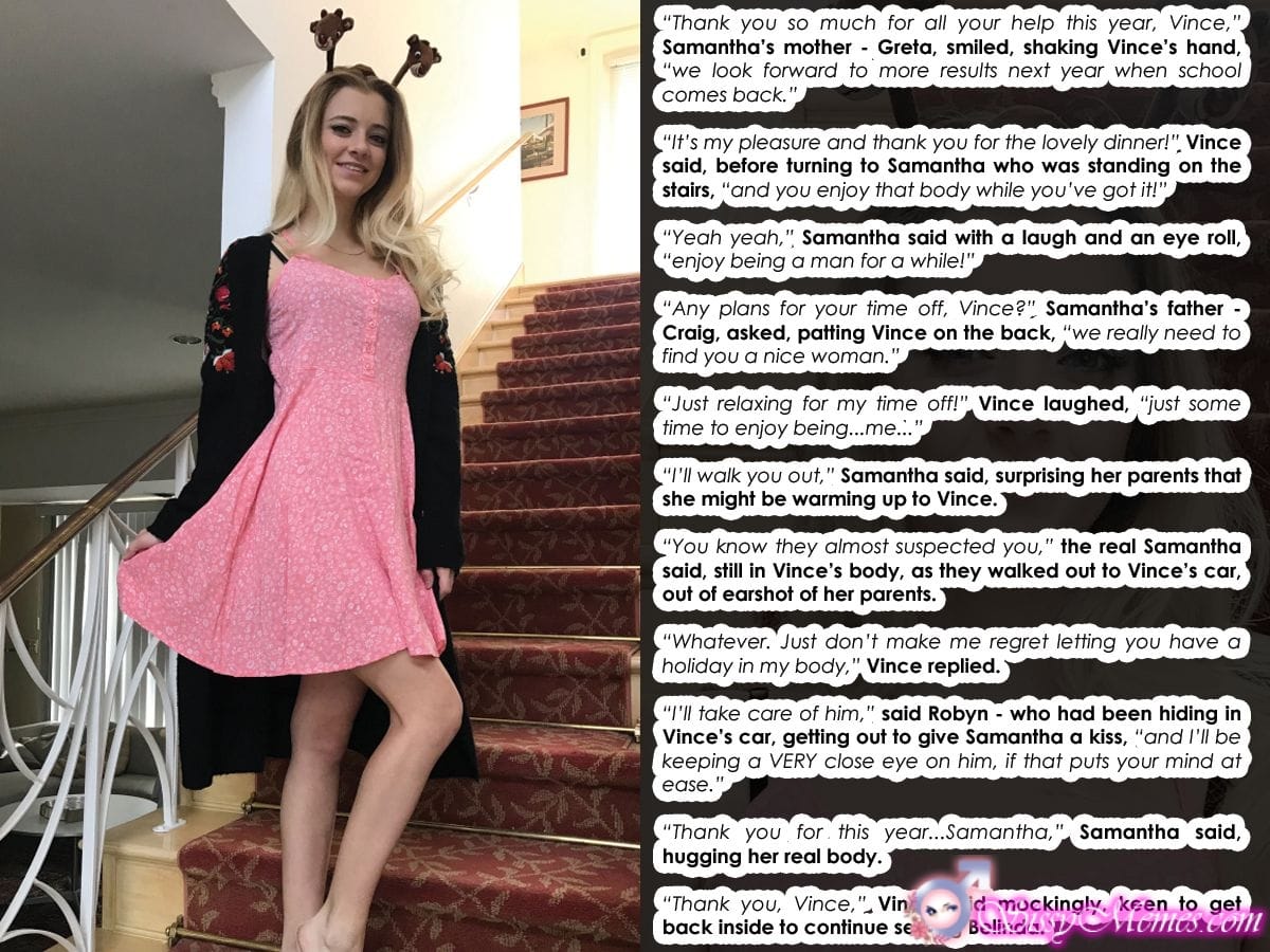 cutie sissytrap in pink house dress | Sissy Caption