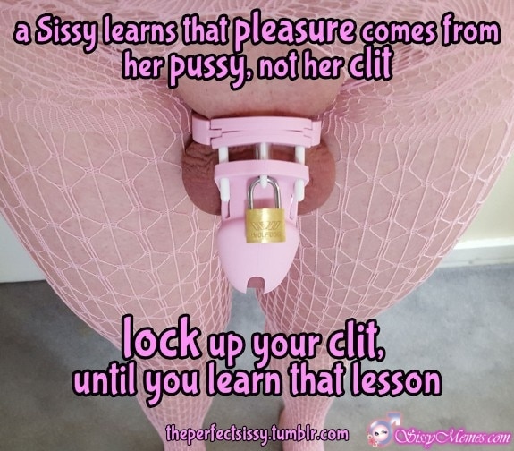 Feminization Femboy Chastity sissy caption: a Sissy learns that pleasure comes from her pussy, not her clit W WOLFOO lock up your clit. until you learn that lesson Pink Cage for Dick on Cd