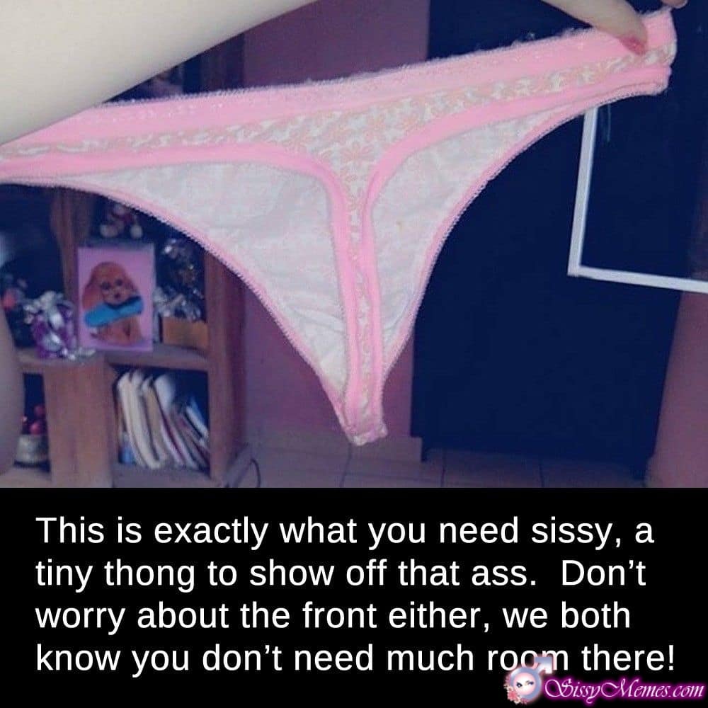 pink panties for crossdresser Sissy Caption image