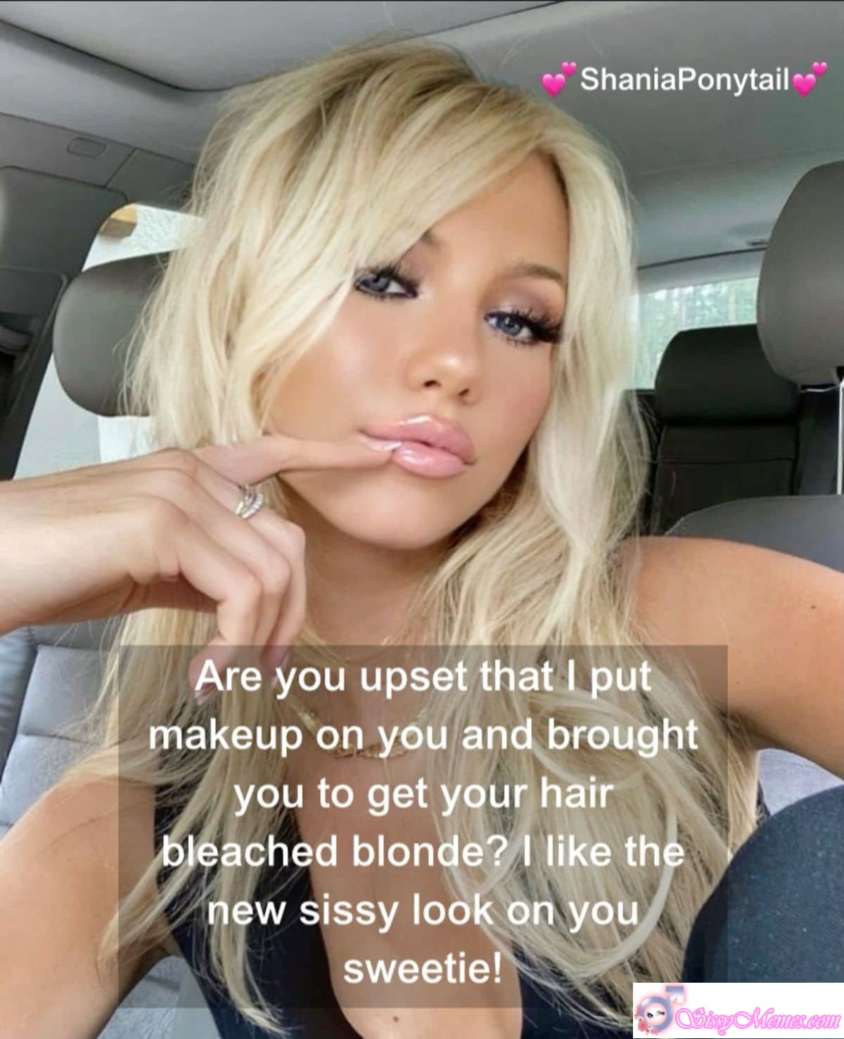 My Favorite Forced Feminization sissy caption: A gentle tease with a feminine touch — makeup, blonde hair, and a new sissy look that’s impossible to resist. Embrace your soft and sexy transformation, sweetie. The Sweet Blonde Sissy Makeover