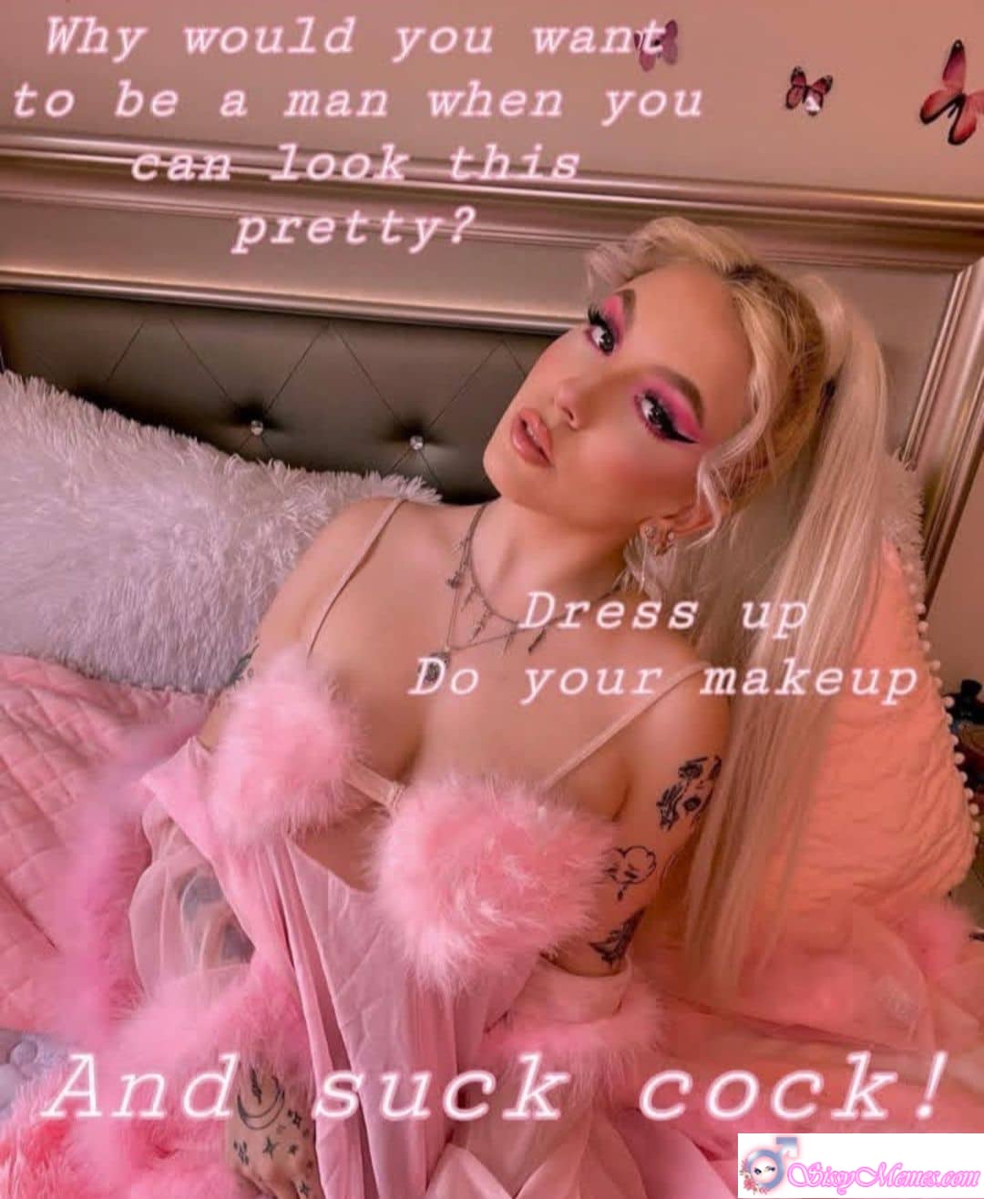 Sexy Femdom Femboy sissy caption: Transform into your prettiest self! Dress up, do makeup, and embrace your sweet side as a sissy, exploring confidence and pleasure. Embrace Your Sweet Side in Sissy Dress-Up