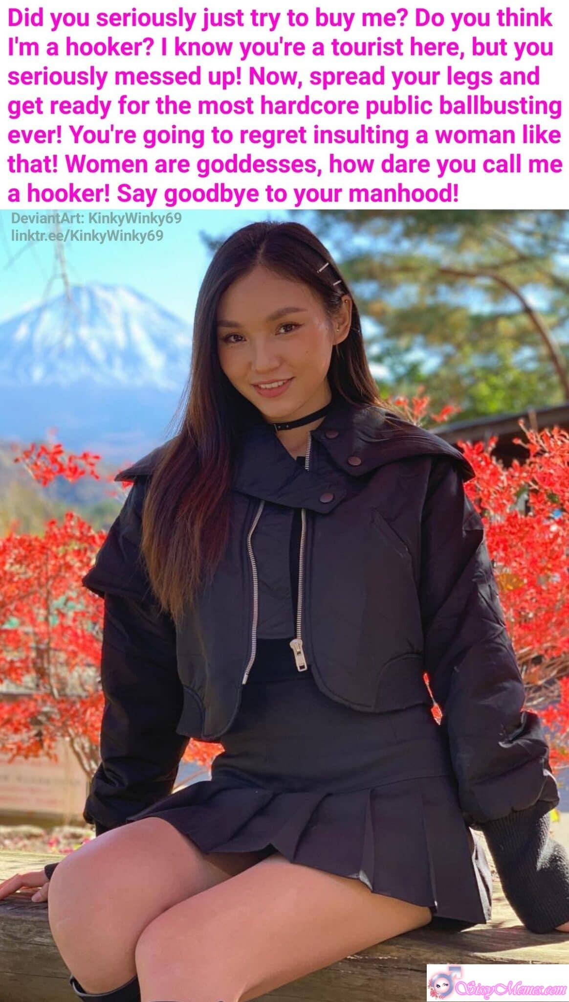 Humiliation Forced Asian sissy caption: A sassy sissy faces a rude tourist, proving women are goddesses with intense public ballbusting—regret and humiliation guaranteed. Hardcore Public Ballbusting for Disrespectful Tourist