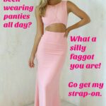 sissy strap on caption