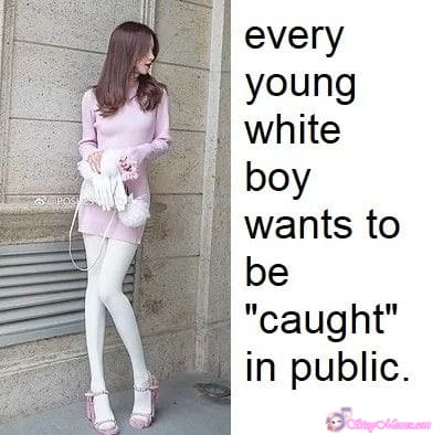 Teen My Favorite Feminization sissy caption: A humorous and cheeky meme capturing the idea of every young white boy dreaming of being caught in action, blending playful mischief with relatable comedy. Every Young White Boy Caught in Action Meme