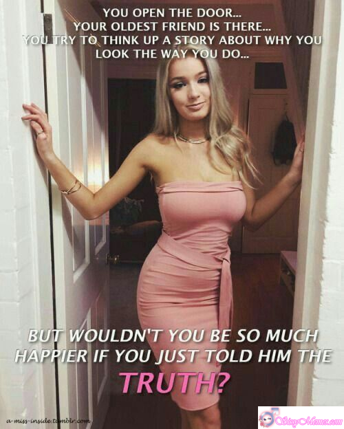 Humiliation Femboy Daddy sissy caption: You open the door to your oldest friend, scrambling for an excuse. But honesty wins—revealing your true self brings relief, joy, and a deep sense of freedom. Old Friend Sees Your True Self