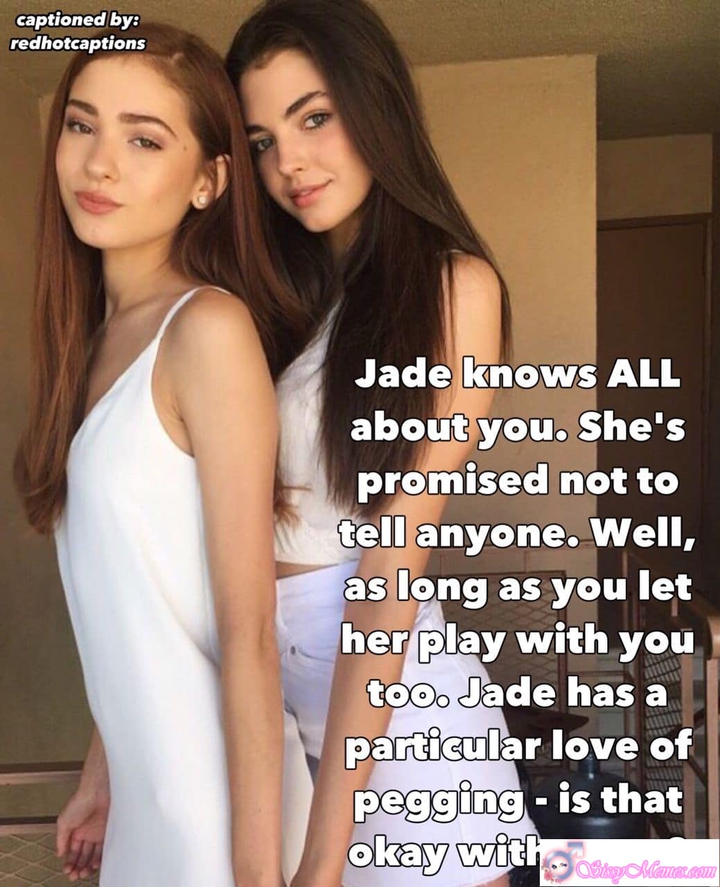 Trap Teen Pegging sissy caption: Jade knows all your secrets and promises to keep them—if you let her play too. Her particular love of pegging adds a daring twist to your private fun. Jade Knows Your Secret and Plays Along