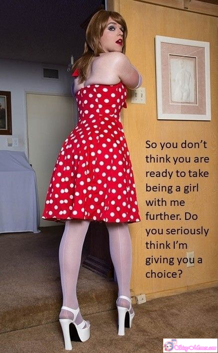 Humiliation Forced Feminization Femboy sissy caption: She asks if you think you’re not ready to go further as her girl—but you never had a choice. Her dominance pulls you deeper into your feminization and surrender. No Choice in Becoming Her Girl