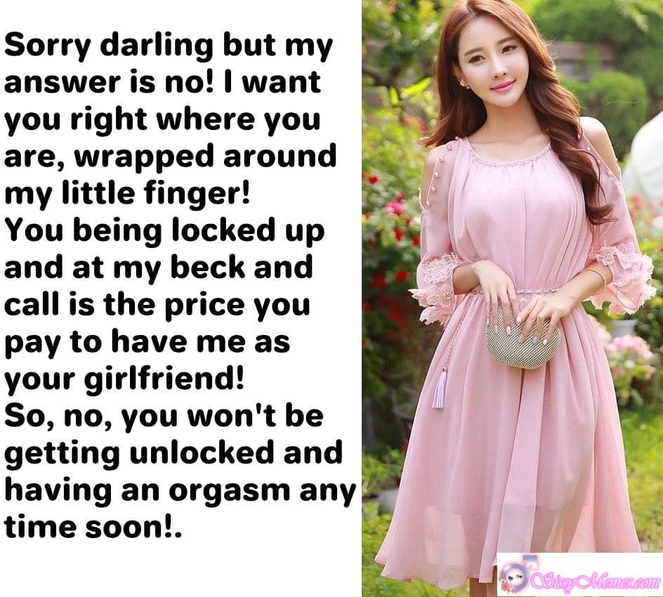 Pegging Forced Asian sissy caption: She loves having him wrapped around her finger — denied, locked, and completely at her mercy. Being her boyfriend comes with strict, teasing rules he must obey. Kept Locked and Under Her Control