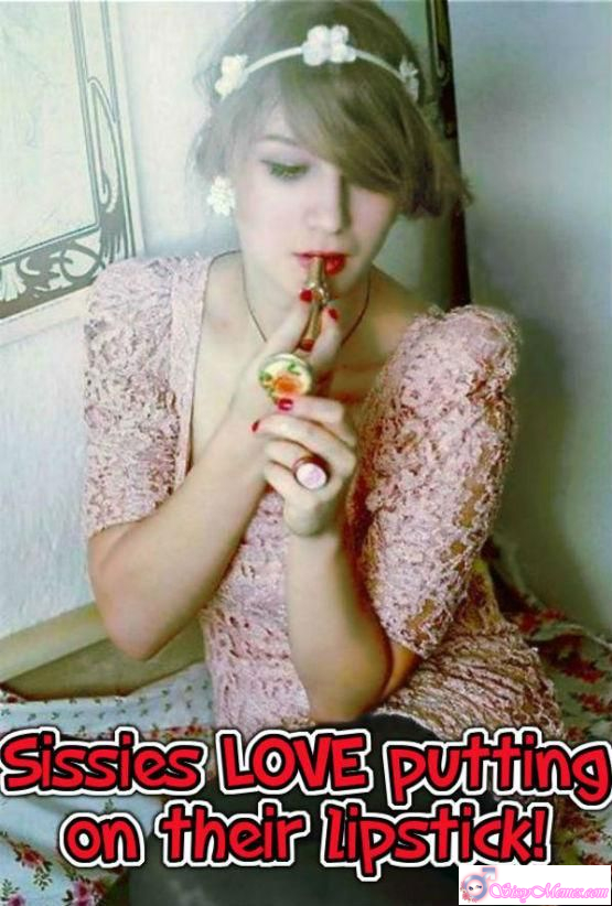 Feminization Femboy sissy caption: Sissies adore the ritual of applying lipstick, enjoying every moment of transforming their look and embracing their feminine side with pride. Sissies Loving Their Lipstick Moment