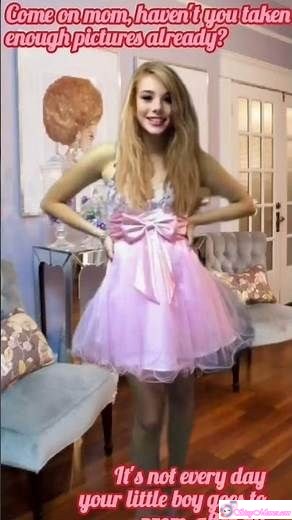 Sexy My Favorite Forced Feminization sissy caption: Come on mom, haven’t you taken enough pictures already? It’s not every day your little boy goes to Prom Night Photo Overload